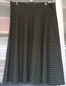 PRIMARK Khaki Green Black Check Tartan Long Zip Skirt UK 20 Eu 48 US 16 IT 52 - Picture 1 of 8