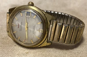 Waltham Swiss goldfarbene 17 Jewel mechanische Red Arrow Herrenuhr - läuft - Bild 1 von 9