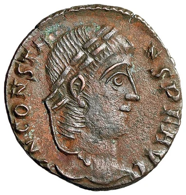 SON OF CONSTANTINE Roman Coin w COA Constans I NICE PORTRAIT Certified Genuine - Image 1 of 4