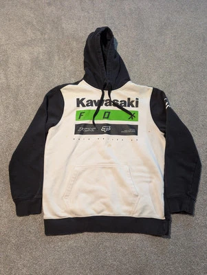 Fox Racing Hoodie Mens Large White Black Kawasaki Sweater Sweatshirt  — 第 1/4 张图片