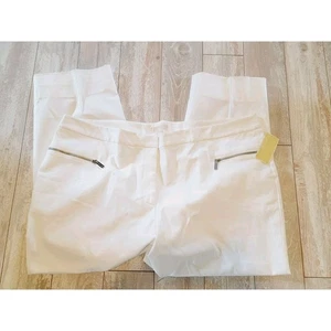 Michael Kors 22W Women's White Chino Pants Zip Pckts NWT RV $135 Hemmed - Picture 1 of 9