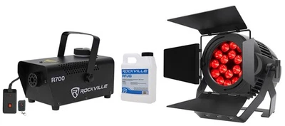 American DJ Encore LP18IP IP65 RGBL LED DMX Par Can Wash Light+Barndoors+Fogger - Image 1 of 4