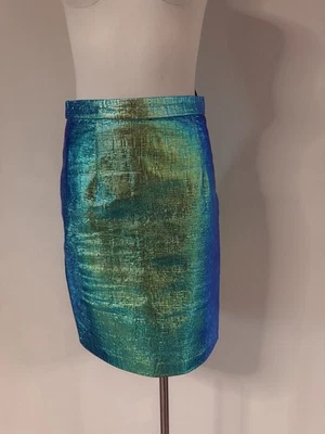 Falda de cuero holográfica metálica de piel de cordero Milly Edith talla 4 Foto 1 de 4