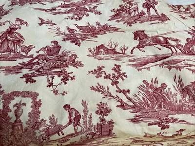 "Mantel Williams Sonoma Toile rojo y crema, hecho en Italia, 68""x 126""" Foto 1 de 3