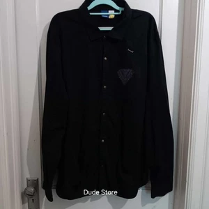 Reebok Snap-Button Herren Shirt mit Glitzer Rauten Logo - Gr. XXL - Solid Black - Bild 1 von 7