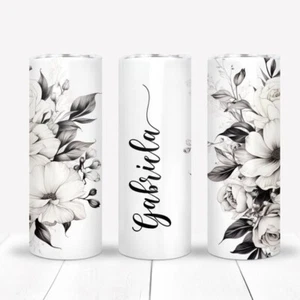 Romantic Floral Drinkware Custom Name Gift, Birthday, Anniversary, Valentine - Picture 1 of 4
