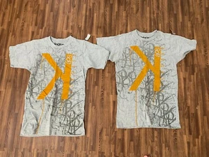 Lot of 2 Pcs Boys Kaos Lacrosse T-Shirts Gray 100% Cotton Star Front Size S - Picture 1 of 4
