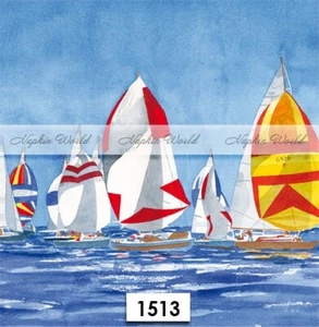 (1513) DOS servilletas artesanales artísticas decoupage de papel para almuerzo - VELEROS REGATA OCÉANO - Imagen 1 de 3