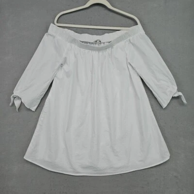 Túnica Charlotte Russe feminina fora do ombro L branca manga cotovelo forrada verão - Imagem 1 de 4