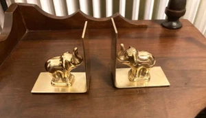 Paar alte Buchstützen Elefanten massiv Messing Vintage elegante Deko  - Bild 1 von 8