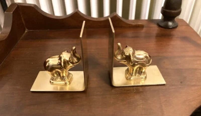 Paar alte Buchstützen Elefanten massiv Messing Vintage elegante Deko  - Bild 1 von 4