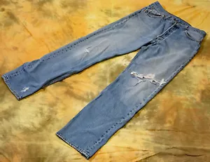 VTG Men' s Levi's 501 Stonewash Button Fly Denim Blue Jeans 35x34 USA Distressed - Picture 1 of 11