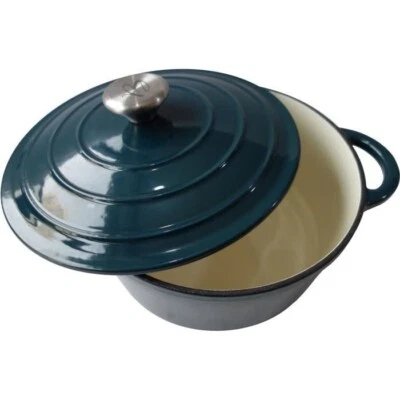 Cocotte BAUMALU 24cm Fonte Emaillée Induction - Forme Ronde - 386330 - Bleu Vert - Photo 1/4