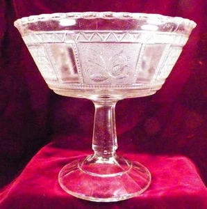 EAPG Bryce Bros Regal Compote Paneled Forget Me Not Clear Glass 1883 Antique - Picture 1 of 9