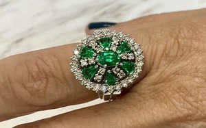 Natural Tsavorite Garnet Diamond Cocktail Ring 2.90Ct.Tw.14kWGold - Picture 1 of 17