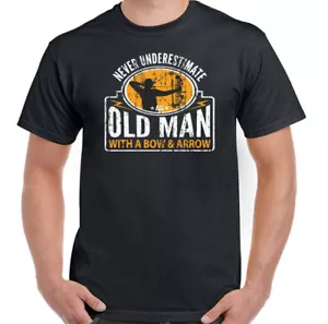 Archery T-Shirt Archer Never Underestimate an Old Man With Bow Arrow Mens Funny - Picture 1 of 2