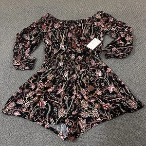 Free People Romper Jumpsuit Womens Medium M Floral Boho Paisley Hippie Y2K - Picture 1 of 8