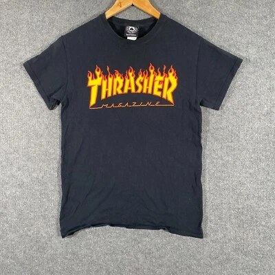 Thrasher Mazagine Shirt Mens Small Black Yellow Flame Logo Spell Out Vintage Z37 - image 1 of 4