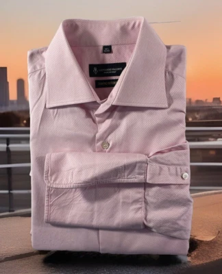 Camisa de Vestir Leonardo Valenti Para Hombre Talla 16.5 32/33 Hecha en Italia Rosa L/S Usada en Excelente Condición Foto 1 de 4