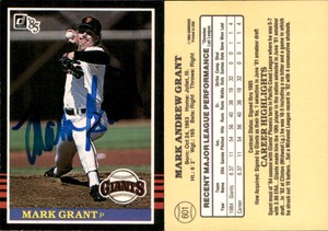 Mark Grant Signed 1985 Donruss #601 Card San Francisco Giants Auto AU