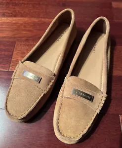 NWOB Tahari Marilu Suede Loafer Flats Leather Tan Shoes sz 9.5 - Picture 1 of 9