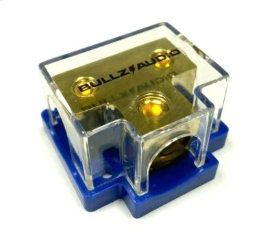 GOLD POWER GROUND DISTRIBUTION BLOCK   1/0 or 2ga IN & 4/8 GA OUT MARINE GRADE  - Image 1 of 4