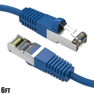 6FT Cat7 RJ45 Network LAN Ethernet SSTP Cable Shielded Copper Wire 600MHz Blue - Picture 1 of 5