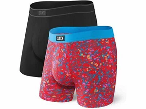 Saxx Underwear Men Black Red Daytripper Boxer Brief Fly 2-Pack L30657 Size M - Picture 1 of 2