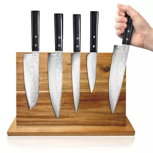 Bloque de cuchillos magnético TA999 31x10x22 cm soporte de cuchillos madera de acacia soporte de cuchillos - Imagen 1 de 8