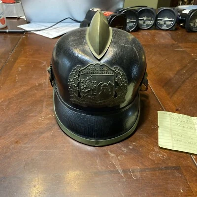 Original WWI German Fire Helmet City Of Nassau 100% Original - Image 1 of 4