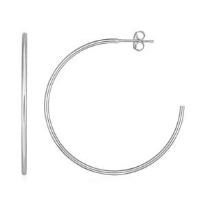 Pendientes de aro pulidos en oro blanco de 14k (1,5x40 mm) - Imagen 1 de 1