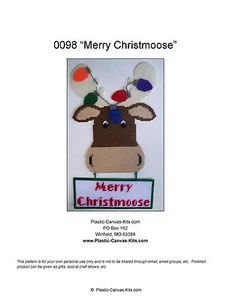 "Merry Christmoose"Moose Wall Hanging-Christmas-Plastic Canvas Pattern or Kit - Picture 1 of 1