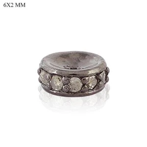 0.13ct Diamond Vintage Style Round Pave Spacer Finding 925 Sterling Silver - Picture 1 of 5