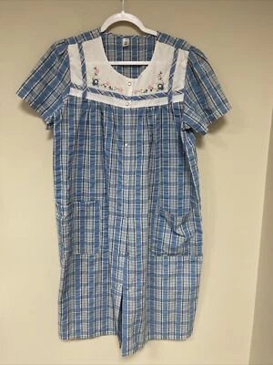 Camisón Abrigo Azul Cuadros Floral Noche Vintage Marca KMart Rosa MEDIANO m  Foto 1 de 4