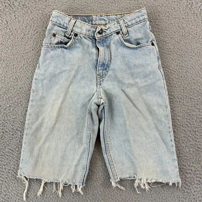 Vintage Levis 550 Shorts Boy 12 Light Wash Cut Off Skater 90s Grunge Orange Tab - Image 1 of 4
