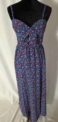 As V Wish blue multi color floral lined women dress size M         D342 - Image 1 of 4