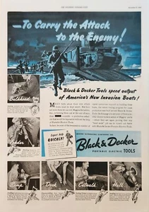 Utensili elettrici portatili Black & Decker 1942 pubblicità vintage barche nuove invasione - Foto 1 di 1