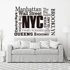 Large New York Wander Words Wall Sticker Bedroom NYC Travel Adventure Time Quote