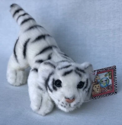 Vintage K&M International White Bengal Tiger Stuffed Animal Plush Toy 12" 1996 - Image 1 of 4