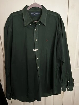 VTG Polo Ralph Lauren 100% Cotton Twill Shirt Green XXL - Image 1 of 2