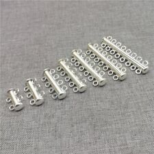 925 Sterling Silver Tube Clasp 2 3 4 5 6 7 8 Ring Strand Slide Lock Bar Clasp