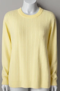 Fashion Classic PXL Yellow Cable Knit Sweater – Petite Fit, Half Zip Back, Fall - Picture 1 of 5