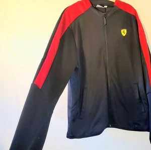 Chaqueta de carreras Puma Scuderia Ferrari negra roja cremallera completa para hombre grande - Imagen 1 de 14