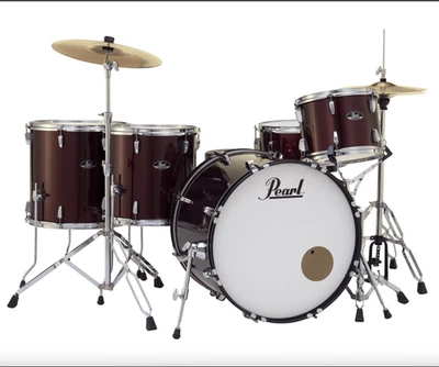 珍珠路演 5 件贝壳包 - 22 英寸低音鼓和 2 层 Toms 红色葡萄酒 — 第 1/4 张图片