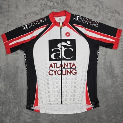 Camiseta de ciclismo Castelli Atlanta para hombre 2XL cremallera completa negra roja blanca camisa de bicicleta EE. UU. Foto 1 de 4