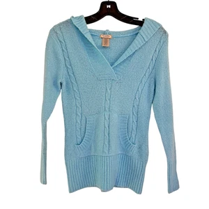 Vintage Arizona 00s Y2K Damen hellblau Strick Kapuze Langarm Pullover Größe M - Bild 1 von 7