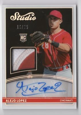 2022 PANINI STUDIO BASEBALL PATCH AUTO RC Alejo Lopez /25 Cincinnati Reds R88 - Image 1 of 2