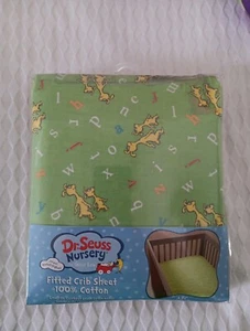 Dr. Seuss Fitted Crib Sheet 100% Cotton Green - Picture 1 of 4