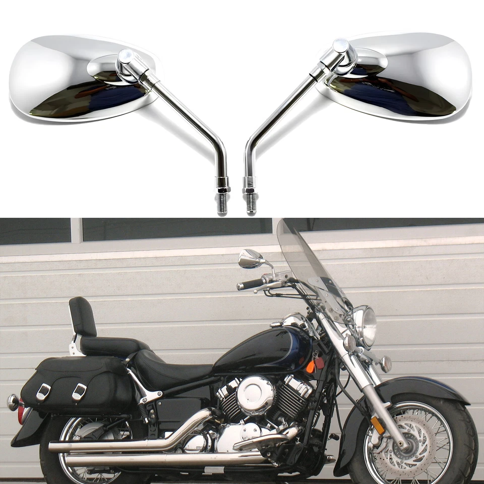 Chrome Motorcycle Rear View Side Mirrors For Yamaha V Star 1300 1100 950 650 250 Foto 1 de 4