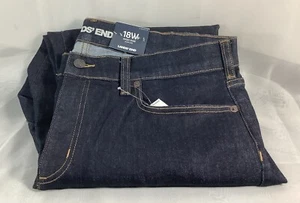 $80 Lands' End Women's High Rise Slim Leg Jeans Size 18W Dark Blue Stretch - NWT - Picture 1 of 6